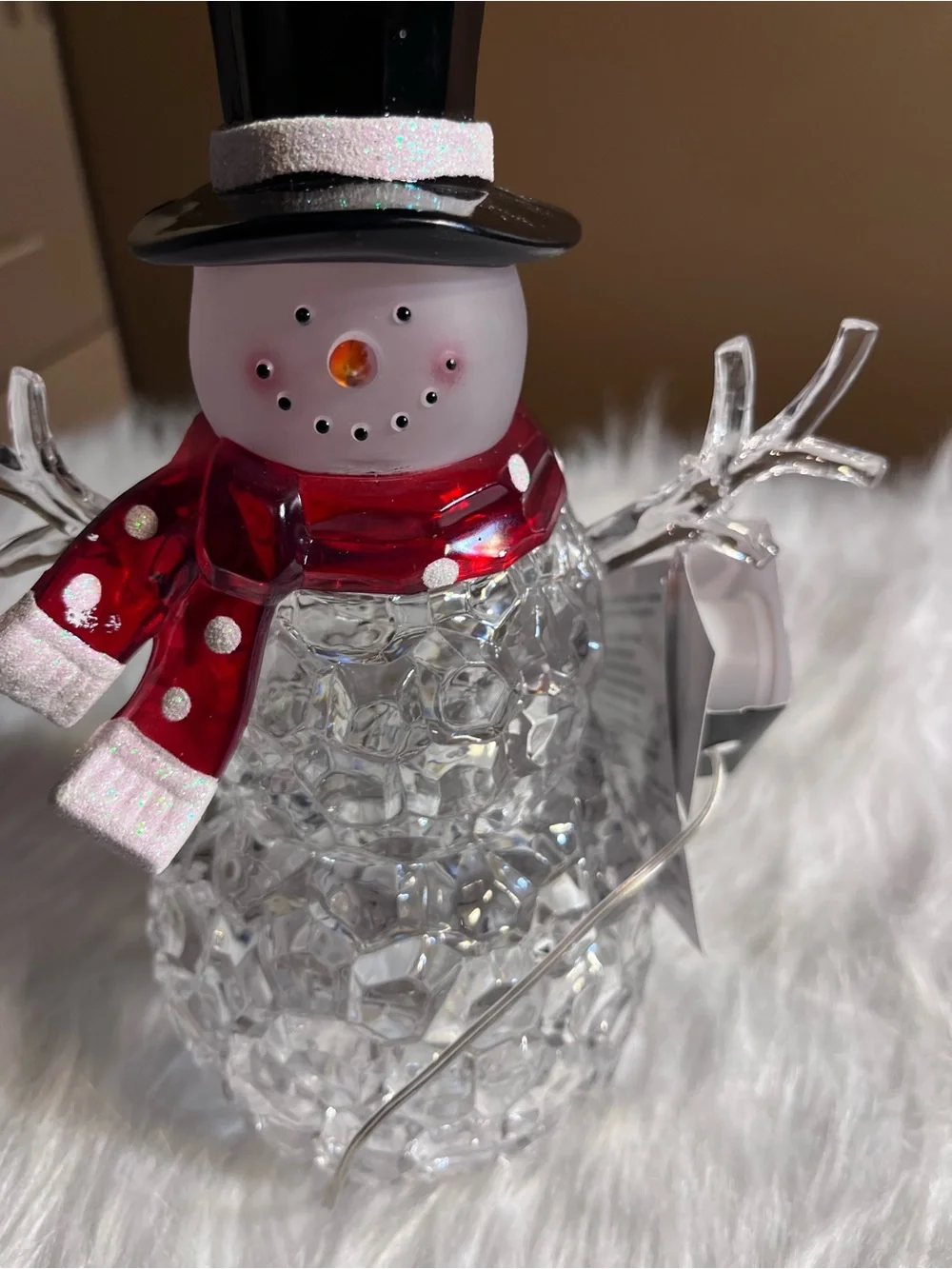 Acrylic Light Up Snowman Holiday Figurine